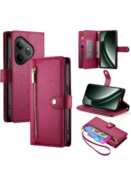 Realme Gt6 5g Çok Fonksiyonlu Kart Yuvaları Cüzdan Bölmesi Için Flip Case (Yurt Dışından) indirimleri