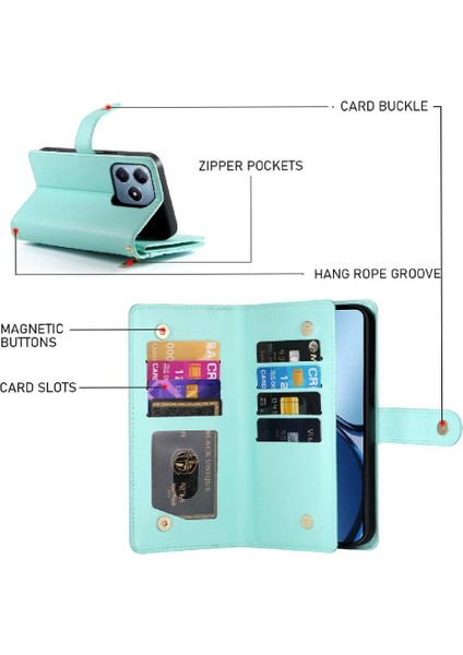 Realme C61 Bilek Kayışı Kickstand Çok Fonksiyonlu Kart Yuvaları Için Flip Case (Yurt Dışından) indirimleri