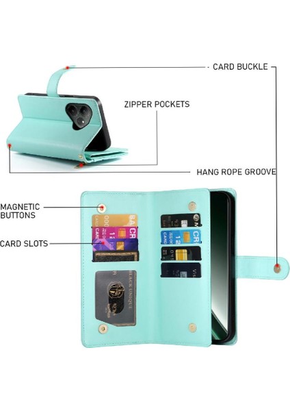 Realme Gt6 5g Çok Fonksiyonlu Kart Yuvaları Cüzdan Bölmesi Için Flip Case (Yurt Dışından) modelleri