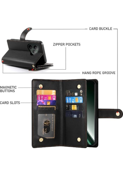 Realme Gt6 5g Çok Fonksiyonlu Kart Yuvaları Cüzdan Bölmesi Için Flip Case (Yurt Dışından) fırsatları