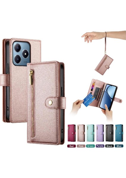 Realme C61 Bilek Kayışı Kickstand Çok Fonksiyonlu Kart Yuvaları Için Flip Case (Yurt Dışından) indirimleri