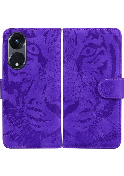 Oppo Oppo 8t 5g Için Flip Case Kabartmalı Sevimli Kaplan Deri Cüzdan Kickstand (Yurt Dışından)