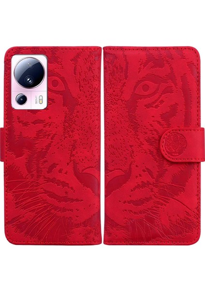 Xiaomi 13 Lite Için Flip Case Deri Cüzdan Kabartmalı Sevimli Kaplan Kickstand (Yurt Dışından)