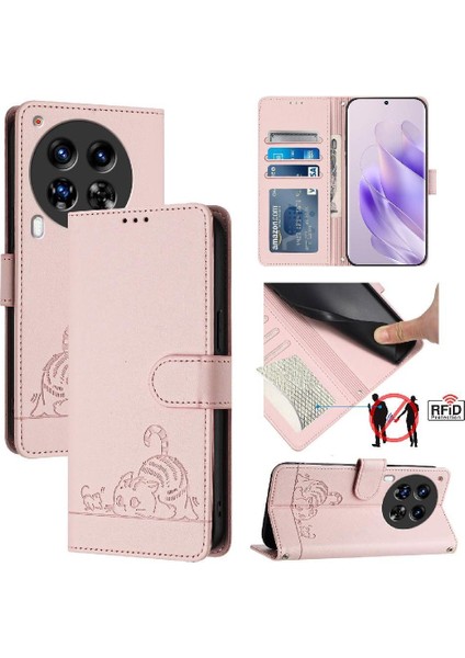 Tecno Camon 30 Premier 5g Için Kılıf Cüzdan Kapak Çevirin Kart Yuvası Tutucu Kedi (Yurt Dışından)