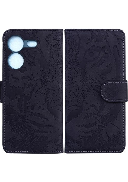 Tecno Pova 5 Kabartmalı Sevimli Kaplan Deri Cüzdan Kickstand Için Flip Case (Yurt Dışından)
