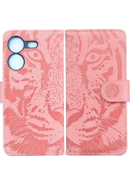 Tecno Pova 5 Kabartmalı Sevimli Kaplan Deri Cüzdan Kickstand Için Flip Case (Yurt Dışından)