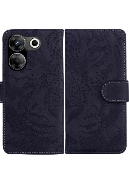 Tecno Camon 20 Kabartmalı Sevimli Kaplan Deri Cüzdan Kickstand Için Flip Case (Yurt Dışından)