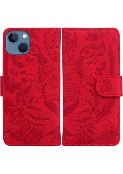 IPhone 15 Için Flip Case Artı Kabartmalı Sevimli Kaplan Deri Cüzdan Kickstand (Yurt Dışından)