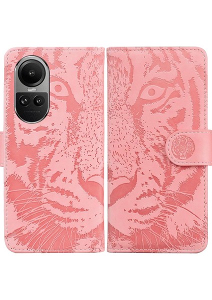 Oppo Oppo 10 5g Için Flip Case Deri Cüzdan Kabartmalı Sevimli Kaplan Kickstand (Yurt Dışından)