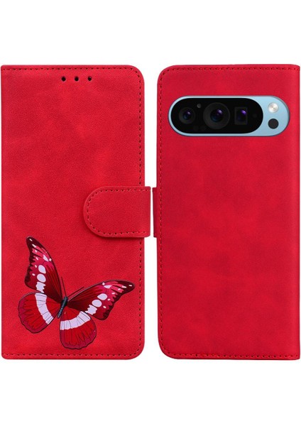 Google Piksel 9 Pro Xl Kelebek Renk Baskılı Flip Folio Kapak Için Kılıf (Yurt Dışından)