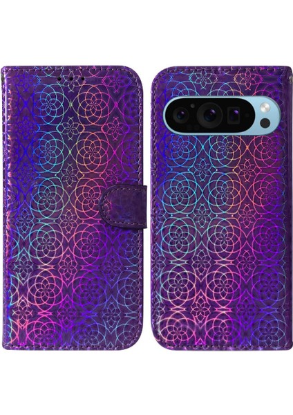 Google Piksel 9 Pro Kart Yuvası Için Kılıf Glitter Renkli Standı Tutucu Pu (Yurt Dışından)