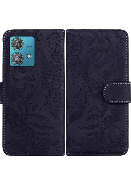 Flip Case Formotorola Kenar 40 Neo Kabartmalı Sevimli Kaplan Kickstand Koruyucu (Yurt Dışından)
