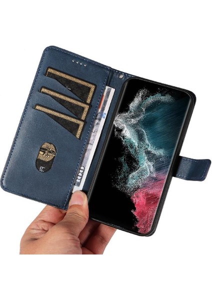 Elmas Dikiş Deri Çanta ile Samsung Galaxy S22 Ultra Için Flip Case (Yurt Dışından)