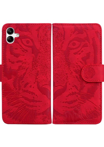 Samsung Galaxy A04E Deri Cüzdan Kabartmalı Sevimli Kaplan Için Flip Case (Yurt Dışından)