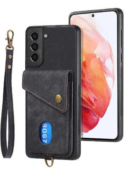 Samsung Galaxy S21 Ayrılabilir Kordon Kart Yuvası Manyetik Kapatma Için Kılıf (Yurt Dışından)