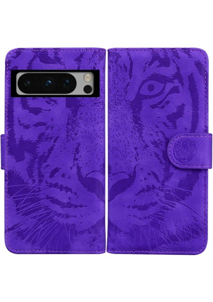 Google Piksel 8 Pro Kabartmalı Sevimli Kaplan Deri Cüzdan Için Flip Case (Yurt Dışından)