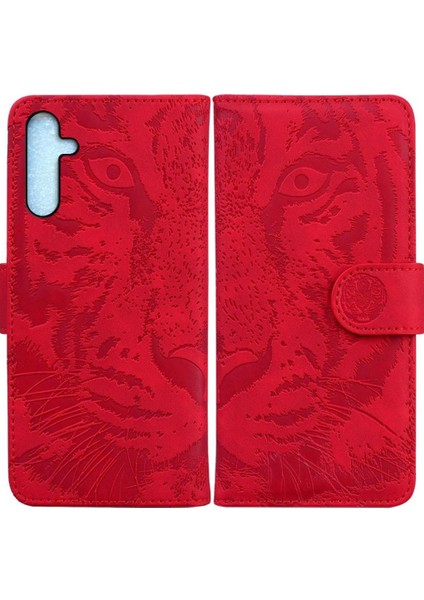 Samsung Galaxy A24 4g Için Flip Case Deri Cüzdan Kabartmalı Sevimli Kaplan (Yurt Dışından)