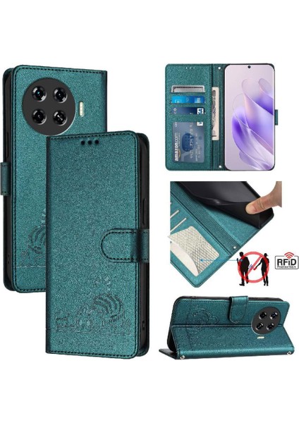 Tecno Spark 20 Pro Artı Cüzdan Kapak Çevirin Kedi Rfıd Kart Yuvası (Yurt Dışından)