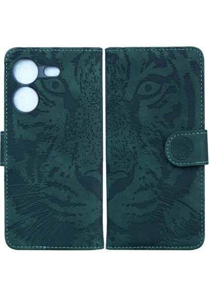 Tecno Pova 5 Kabartmalı Sevimli Kaplan Deri Cüzdan Kickstand Için Flip Case (Yurt Dışından)