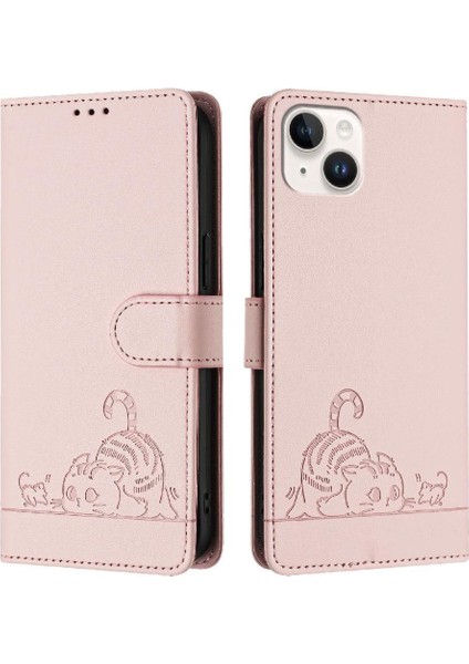 IPhone 15 Için Kılıf Artı Kart Yuvası Tutucu Kickstand Kedi Rfıd Cüzdan Flip (Yurt Dışından)