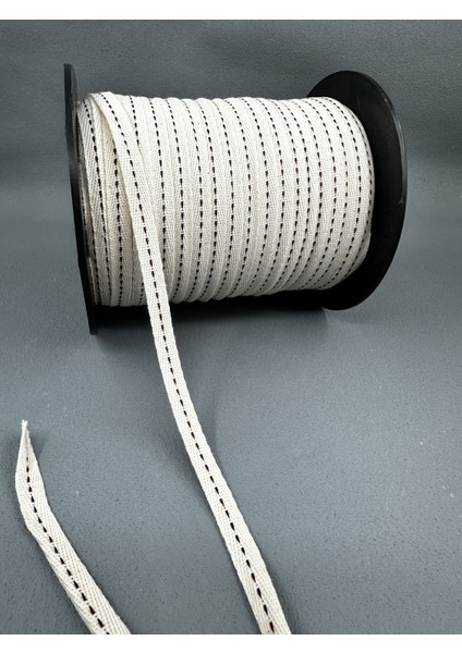 1 cm Çizgili Balıksırtı Şerit-Bej-5 Metre