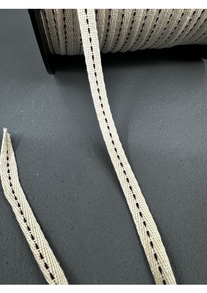 1 cm Çizgili Balıksırtı Şerit-Bej-5 Metre