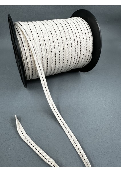 1 cm Çizgili Balıksırtı Şerit-Bej-5 Metre