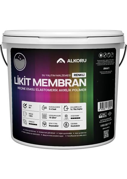 13 kg Gri Likit Membran Renkli Reçine Esaslı Sıvı Su Yalıtım Malzemesi