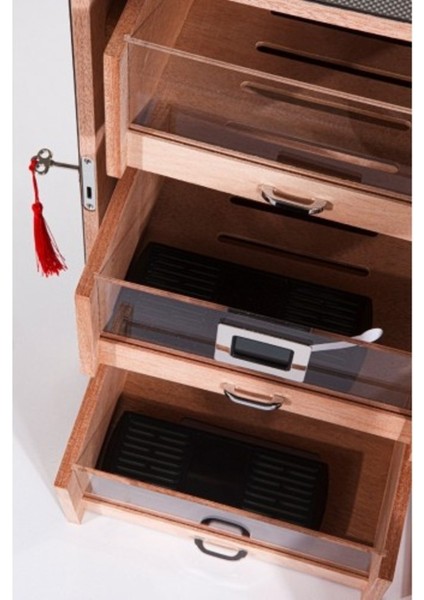 2025 Model Üç Çekmeceli Humidor - Karbon Gri modelleri