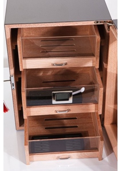 2025 Model Üç Çekmeceli Humidor - Karbon Gri fırsatları