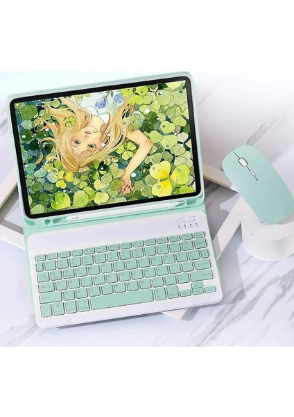 Rabbit Tech Galaxy Tab S9 Fe Plus 12.4 Uyumlu Standlı Tablet Kılıfı + Tablet Kalemi + Bluetooth Klavye Mouse Set