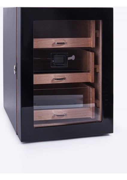 2024 Model Üç Çekmeceli Humidor - Siyah Lake