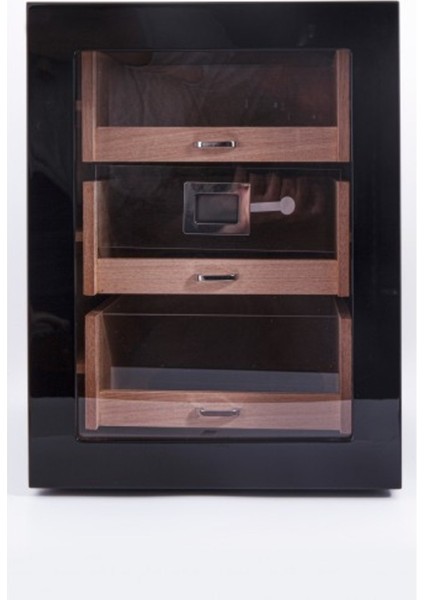 2024 Model Üç Çekmeceli Humidor - Siyah Lake