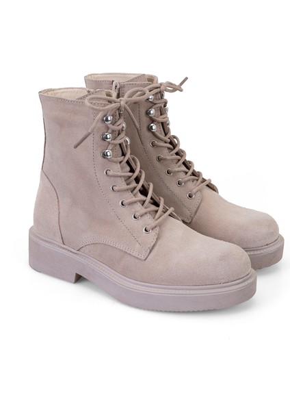 Diane Bej Kadın Fermuarlı Süet Deri Bot