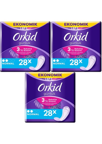 Günlük Ped Günlük Koruma Normal Ekonomik Paket Tekli Paketlerde 28'li x 3 paket