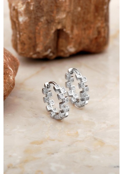 16 mm Tasarım Rodyumlu Basamak Gümüş Halka Küpe 6981 fiyatları