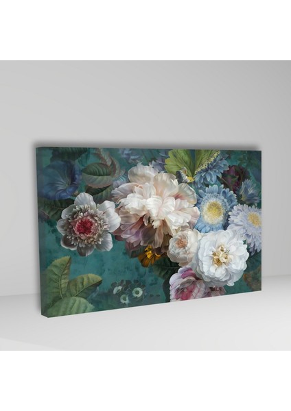 Tekli Yatay Kanvas Duvar Tablosu Çiçek ve Sarı Yeşil Kelebek fiyatları