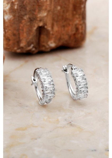 15 mm Baget Taşlı Rodyumlu Gümüş Halka Küpe 6982 fiyatları