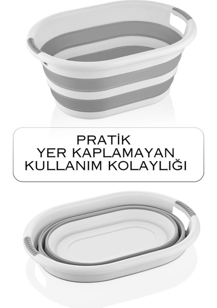 Katlanabilir Silikon Çamaşır Sepeti Lüx Sepet, Çok Amaçlı Düzenleyici 25 L Katlanır Sepet