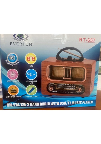 Everton RT-657 Bluetooth Fm-Usb-Tf-Aux Şarjlı Nostaljik Radyo