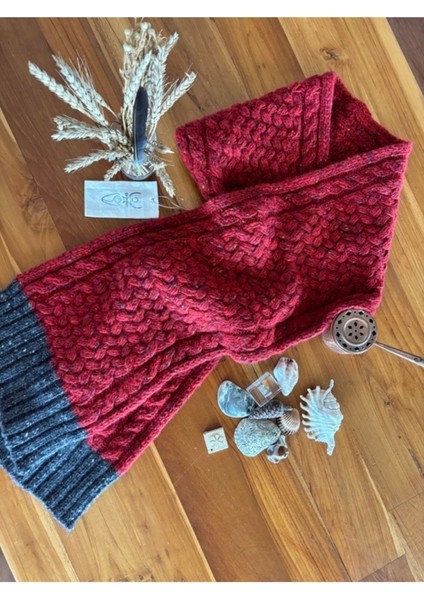 Saç Örgü Jakarlı Lambswool Atkı