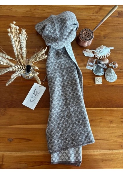 Petek Örgülü Jakarlı Lambswool Erkek Atkı