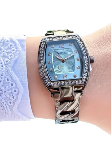 Çelik Dikdörtgen Taşlı Şık Kasa Kadın Kol Saati+Nazarlıklı Set fiyatları