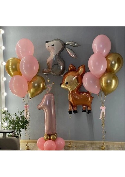 1 Yaş Tavşan ve Ceylan Folyo Balon Set