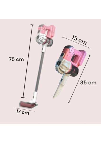 Pilli Sesli Model Çekme Özellikli Dikey Süpürge Oyuncak 75 Cm-Vakumlu Süpürge 3 In1 fiyatları