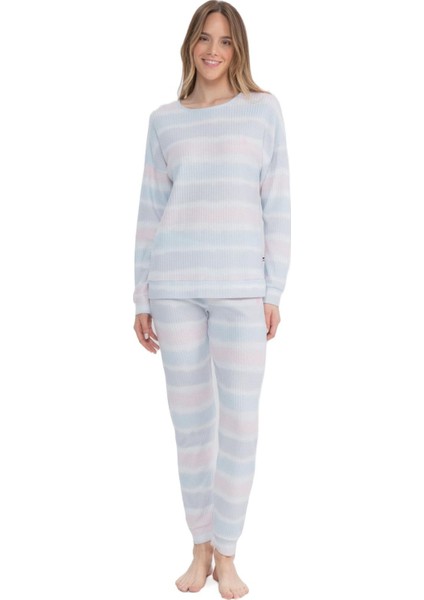 17095 Kadın Baskılı Uzun Kollu Pijama Takım