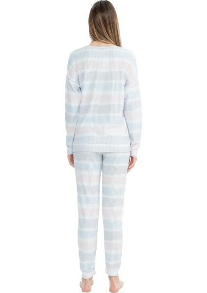 17095 Kadın Baskılı Uzun Kollu Pijama Takım modelleri