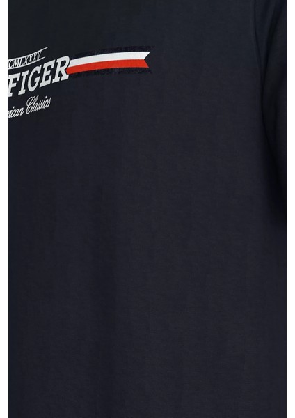 Erkek Hılfıger Chest Strıpe Tee T-Shirt-Lacivert