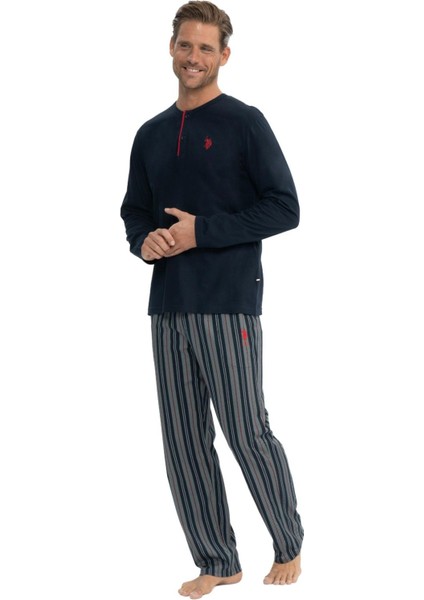 18843 Erkek Lacivert Uzun Kollu Patlı Penye Süprem Pijama Takım fiyatları