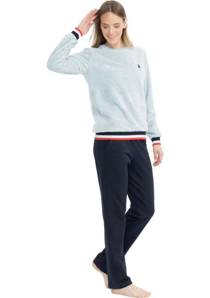 17079 Kadın Mavi Uzun Kollu Yuvarlak Yaka Pijama Takım fiyatları